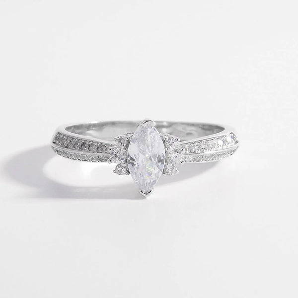 Lovcia 925 Sterling Silver Inlaid Zircon Ring-Rings-Silver-6-Silver