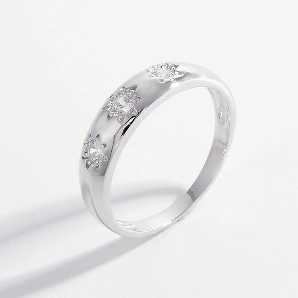 Lovcia 925 Sterling Silver Inlaid Zircon Ring-Rings-Silver-6-Silver