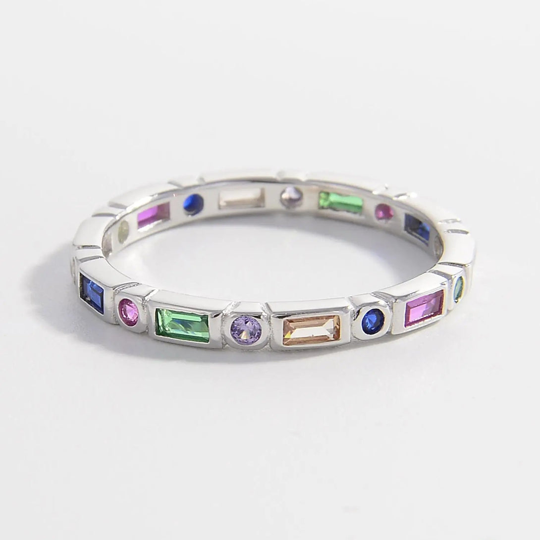 Lovcia 925 Sterling Silver Inlaid Zircon Ring-Rings-Silver-6-Silver