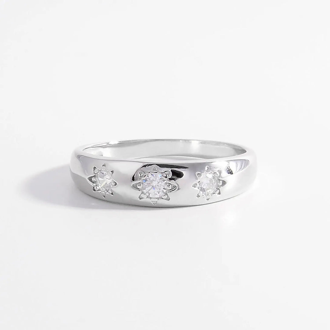 Lovcia 925 Sterling Silver Inlaid Zircon Ring-Rings-Silver-6-Silver