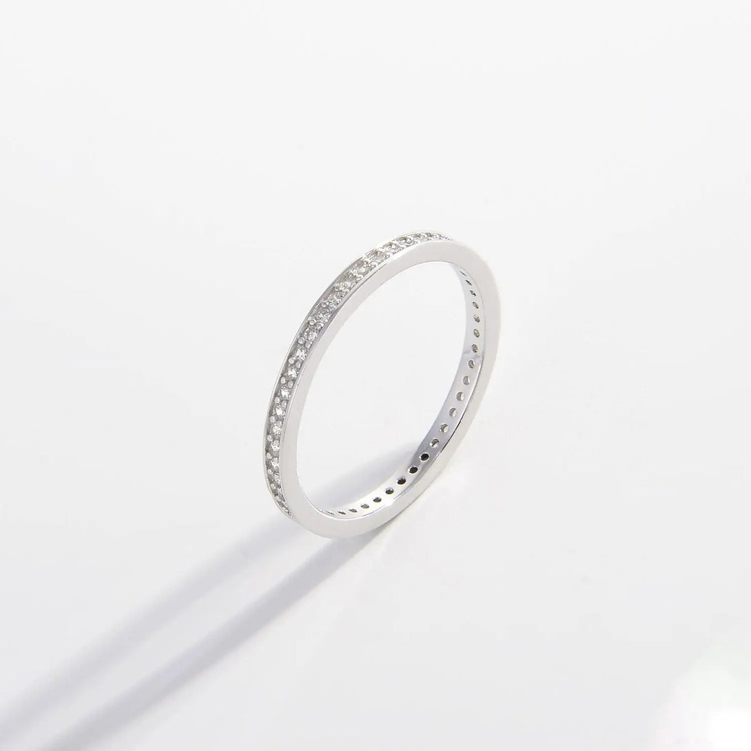 Lovcia 925 Sterling Silver Inlaid Zircon Ring-Rings-Silver-6-Silver