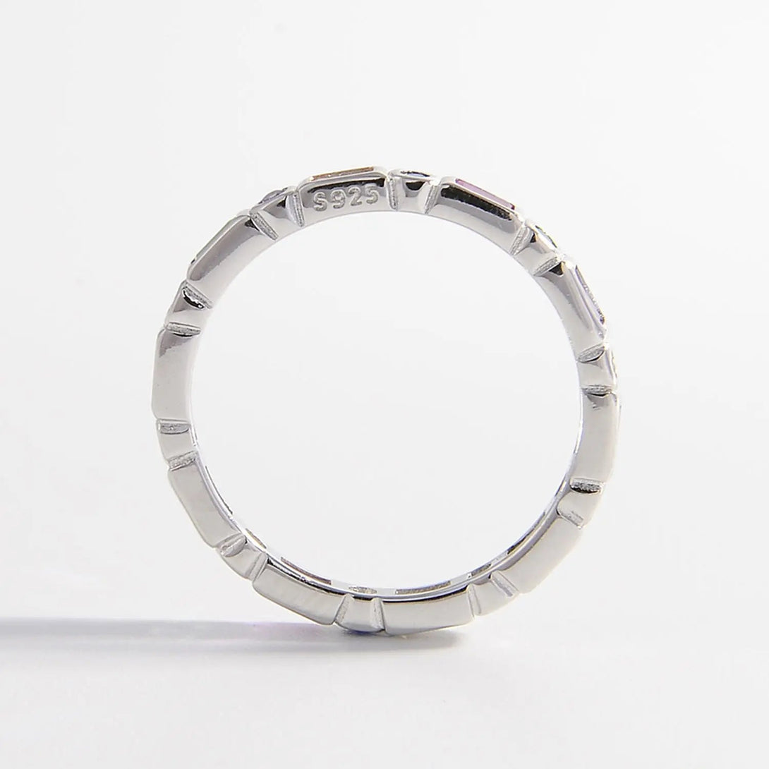 Lovcia 925 Sterling Silver Inlaid Zircon Ring-Rings-Silver-6-Silver