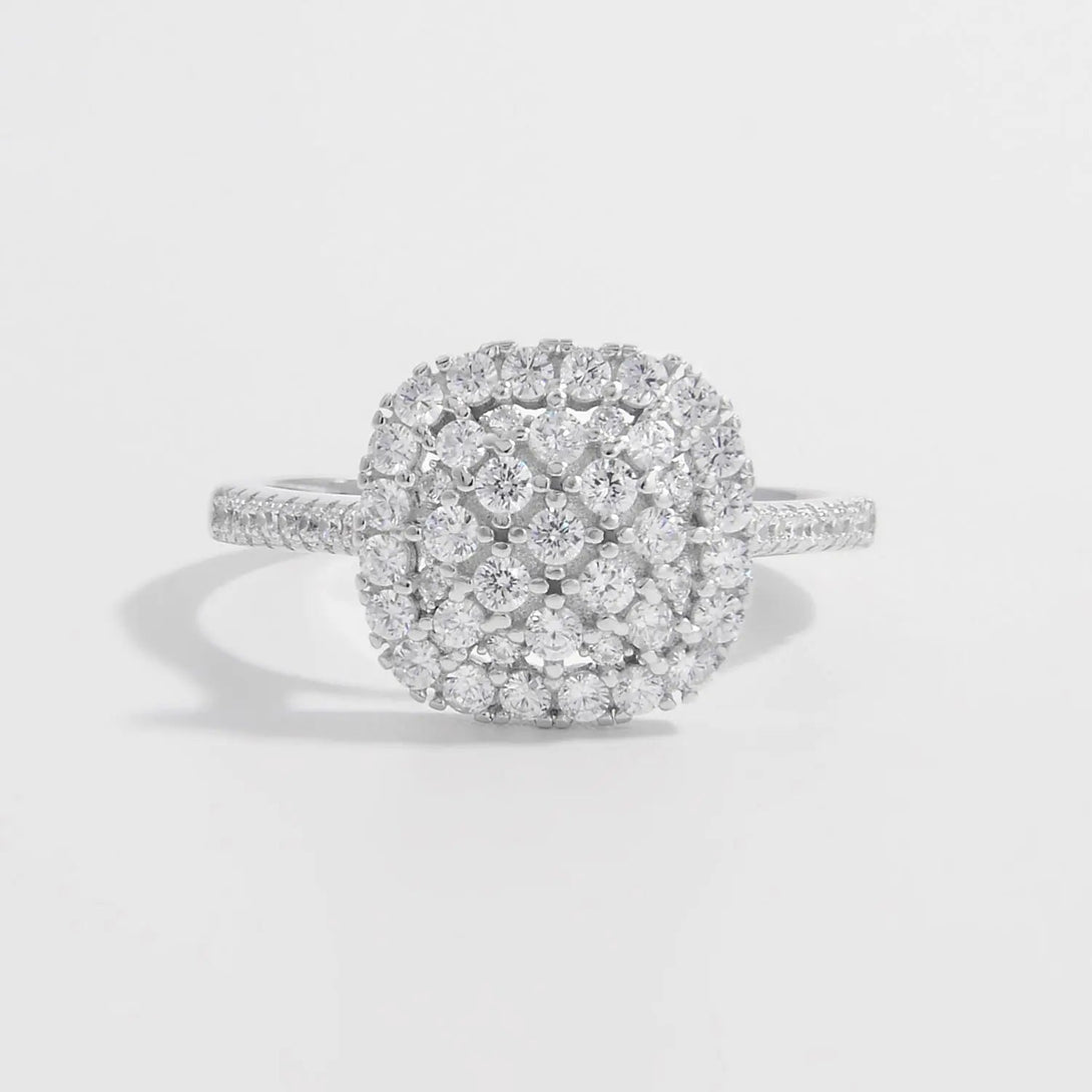 Lovcia 925 Sterling Silver Inlaid Zircon Square Shape Ring-Rings-Silver-6-Silver