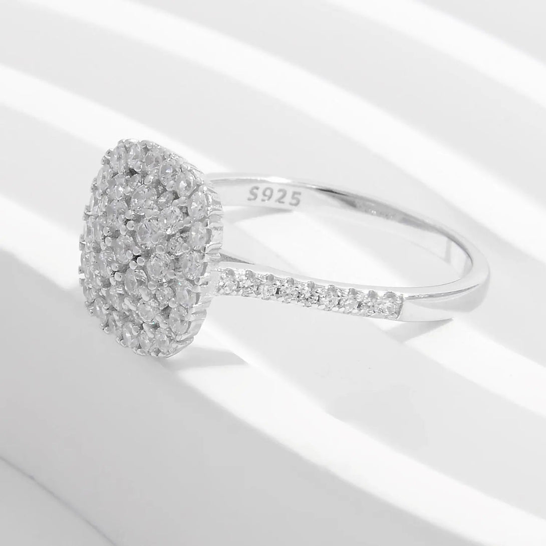 Lovcia 925 Sterling Silver Inlaid Zircon Square Shape Ring-Rings-Silver-6-Silver