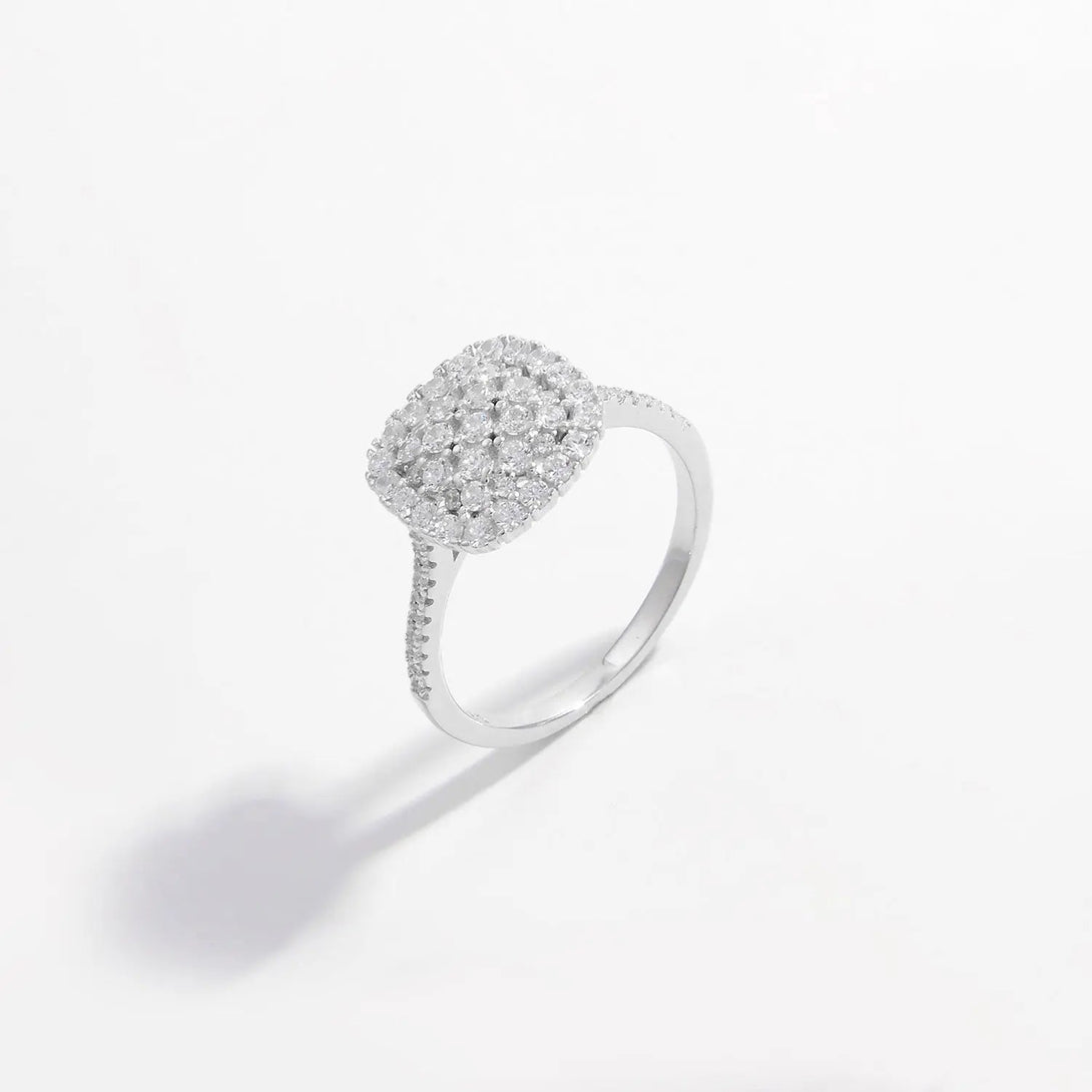 Lovcia 925 Sterling Silver Inlaid Zircon Square Shape Ring-Rings-Silver-6-Silver