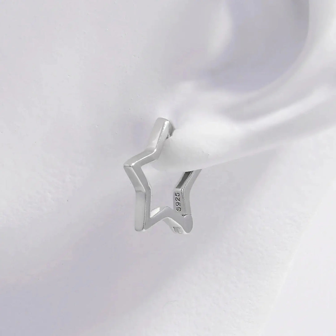 Lovcia 925 Sterling Silver Inlaid Zircon Star Earrings-Earrings-Silver-One Size-Silver