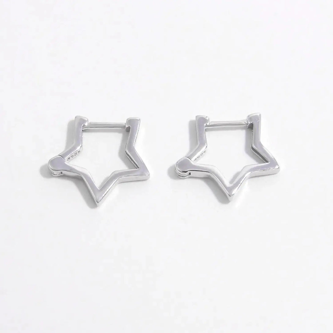 Lovcia 925 Sterling Silver Inlaid Zircon Star Earrings-Earrings-Silver-One Size-Silver