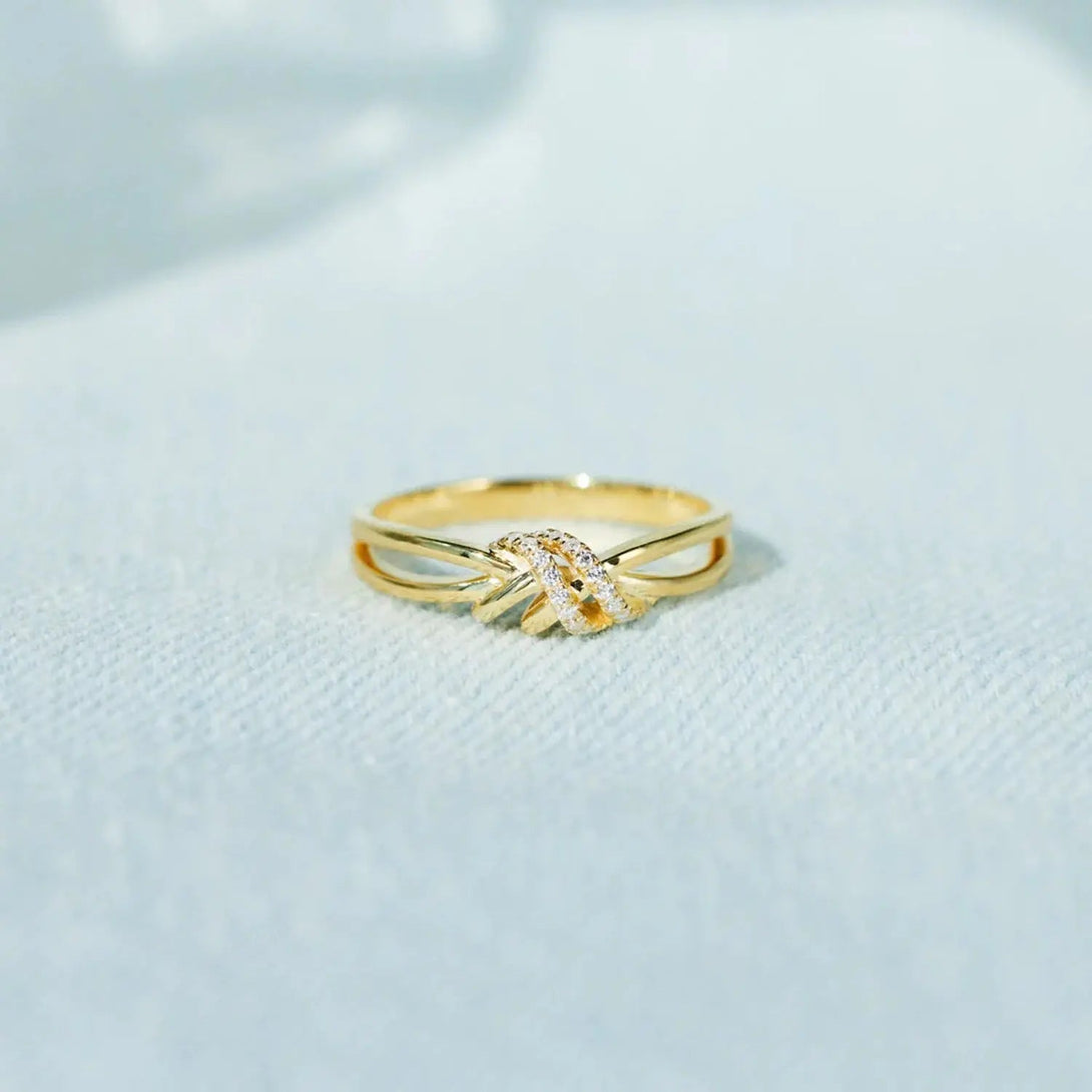 Lovcia 925 Sterling Silver Inlaid Zircon Wrapped Knot Ring-Rings-Gold-6-Gold