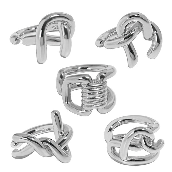 Lovcia 925 Sterling Silver Irregular Lines Earring Single-Earrings-SILV_4083-