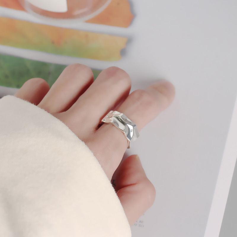 Lovcia 925 Sterling Silver Irregular Style Adjustable Party Ring-Rings-