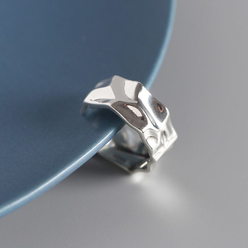 Lovcia 925 Sterling Silver Irregular Style Adjustable Party Ring-Rings-