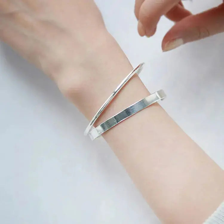 Lovcia 925 Sterling Silver Jewellery 5mm Width Open Bangle-Bracelets-Silver-Silver