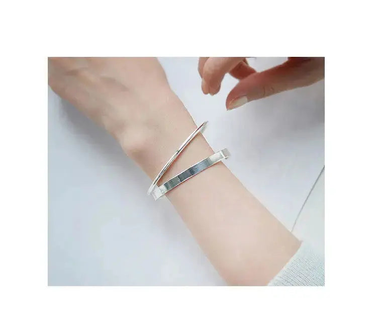 Lovcia 925 Sterling Silver Jewellery 5mm Width Open Bangle-Bracelets-Silver-Silver