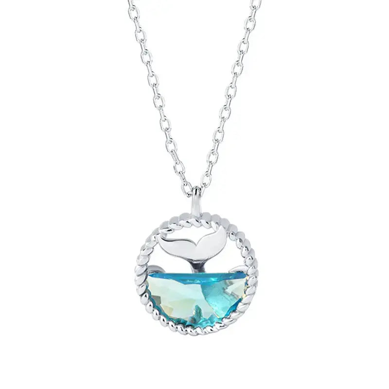 Lovcia 925 Sterling Silver Mermaid Tears Ocean Necklace-Necklaces-