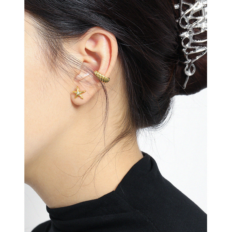 Lovcia 925 Sterling Silver Mini Star Stud Earrings Gold-Earrings-Yellow Gold-