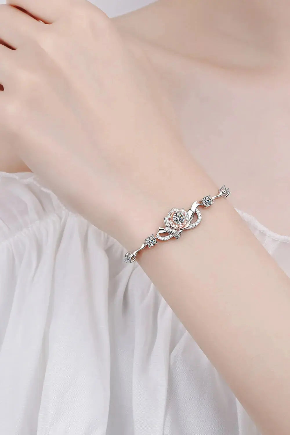 Lovcia 925 Sterling Silver Moissanite Bracelet-Bracelets-Silver/Orange-One Size-Silver/Orange