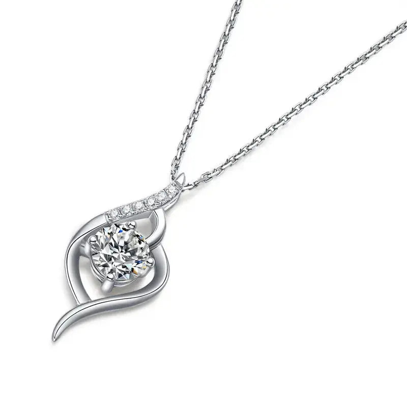 Lovcia 925 Sterling Silver Moissanite CZ Heart Necklace-Necklaces-1 ct ( Certificate Included )-1 ct ( Certificate Included )