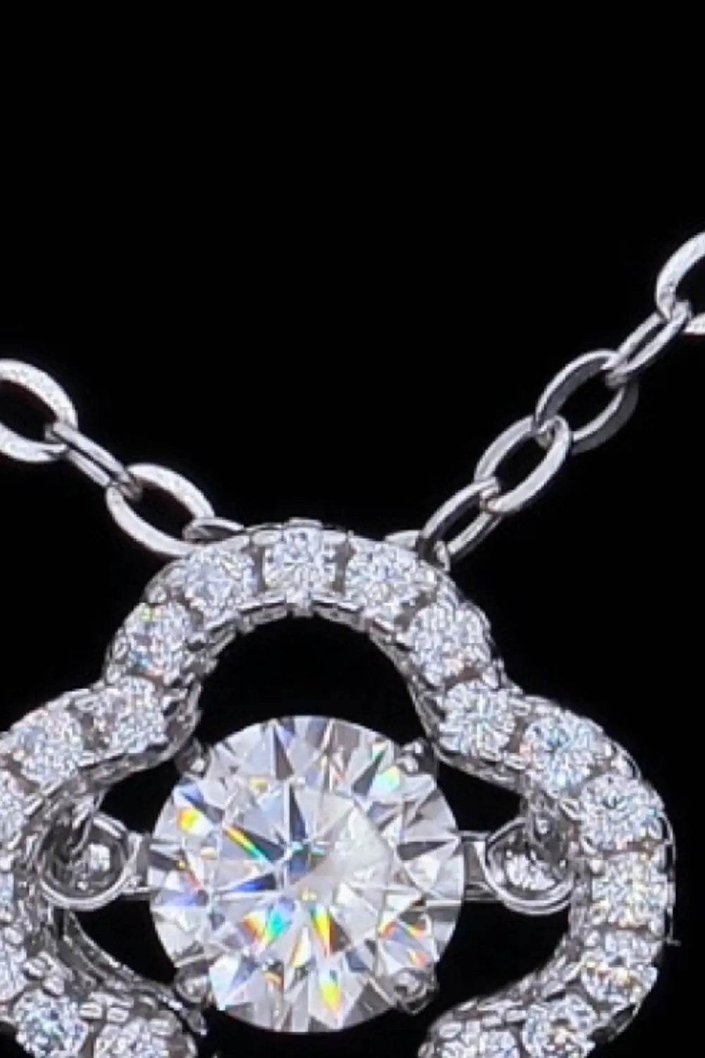 Lovcia 925 Sterling Silver Moissanite Flower Pendant Necklace-Necklaces-Silver-One Size-Silver