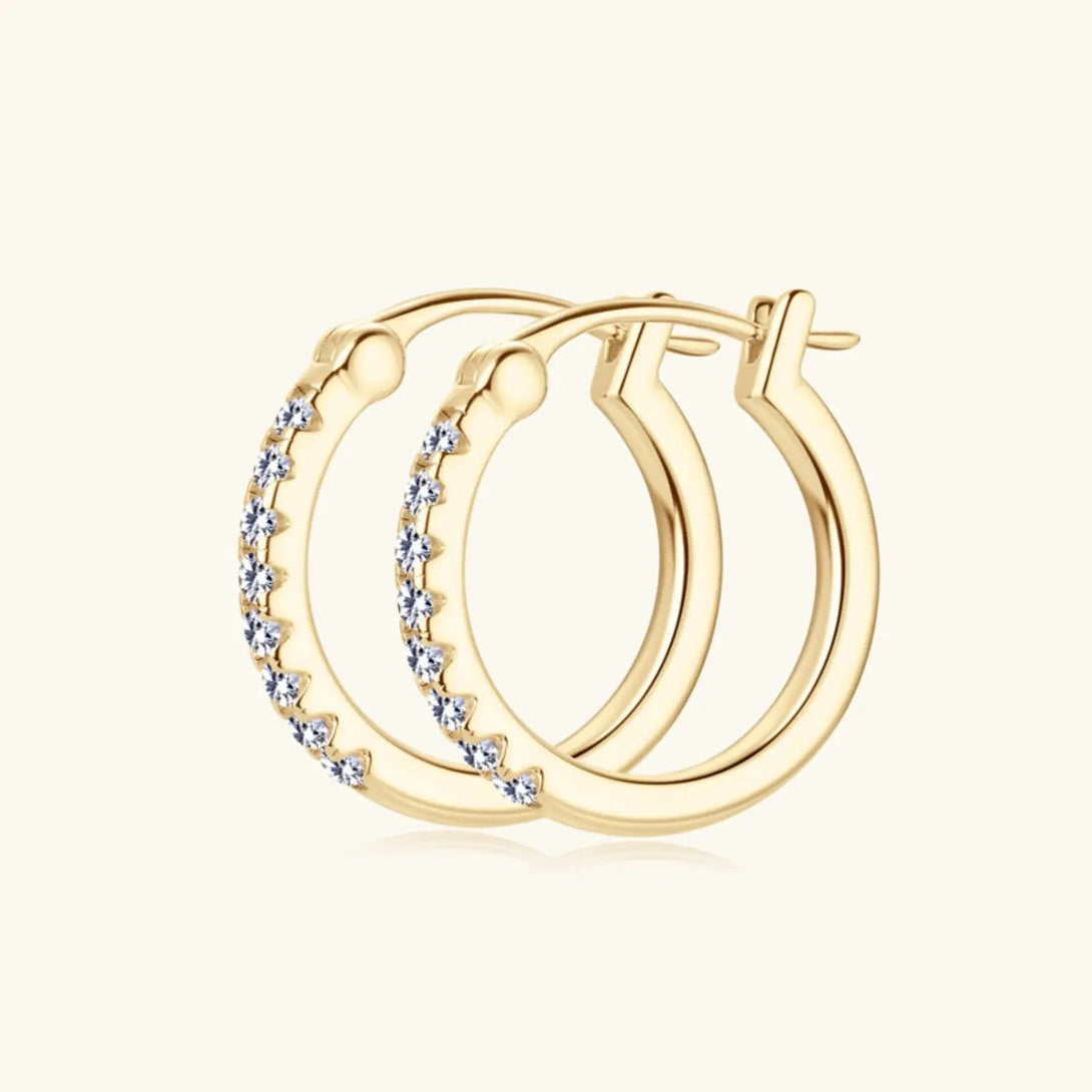 Lovcia 925 Sterling Silver Moissanite Huggie Earrings-Earrings-Gold-One Size-Gold