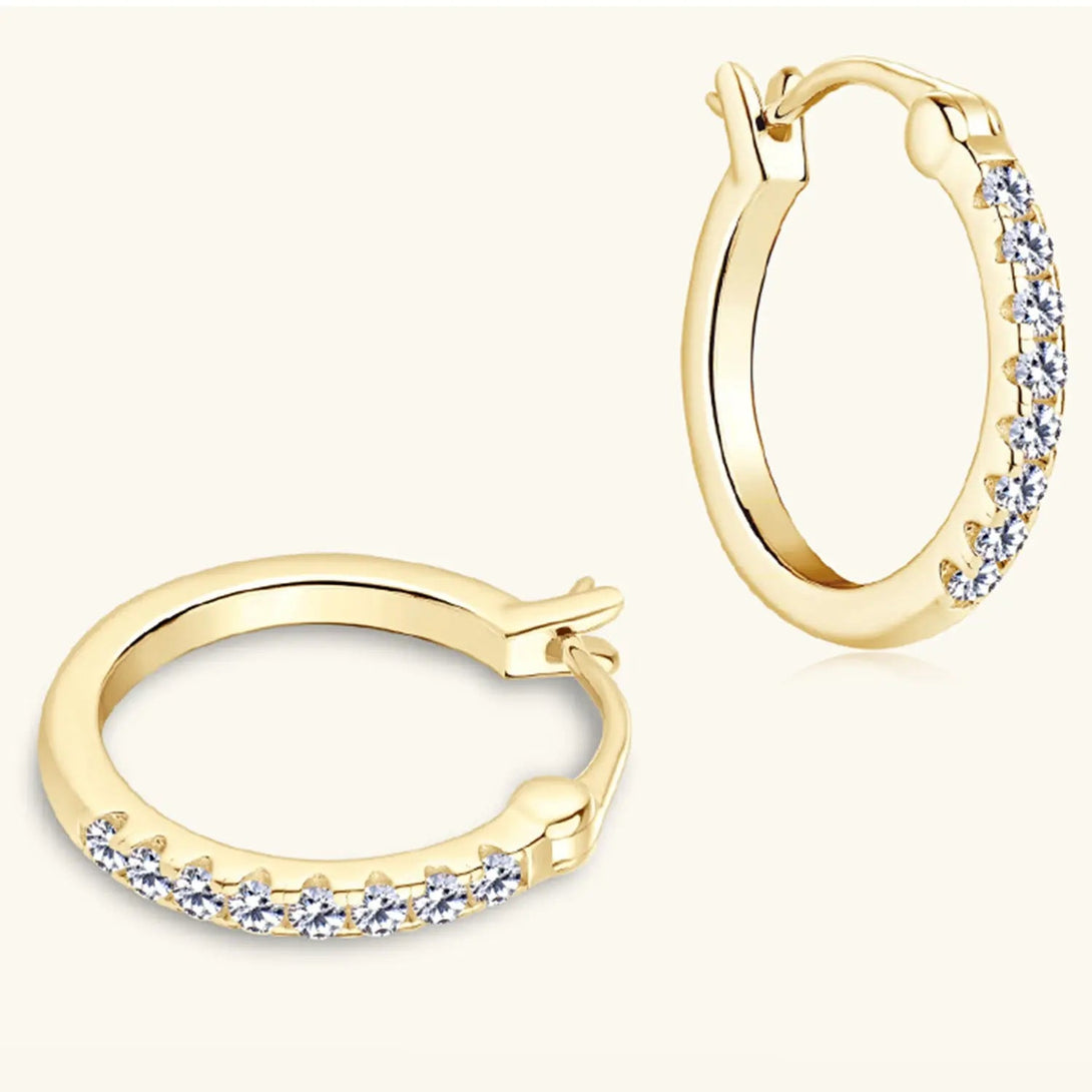 Lovcia 925 Sterling Silver Moissanite Huggie Earrings-Earrings-Gold-One Size-Gold
