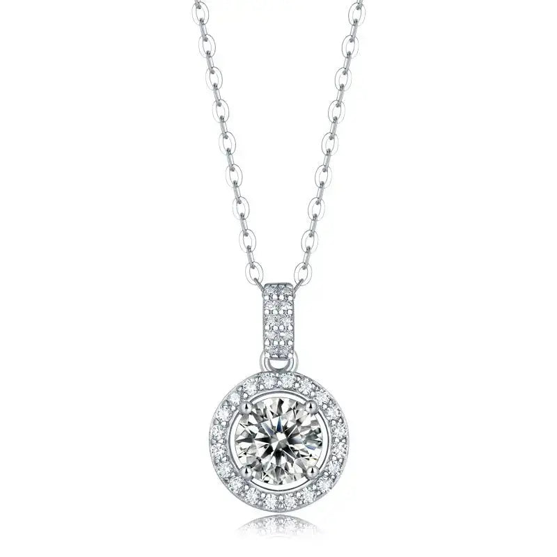 LOVCIA Holiday Moissanite CZ Waterdrop Round Flower 925 Sterling Silver Necklace