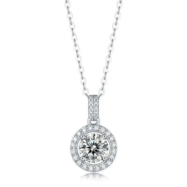 LOVCIA Holiday Moissanite CZ Waterdrop Round Flower 925 Sterling Silver Necklace