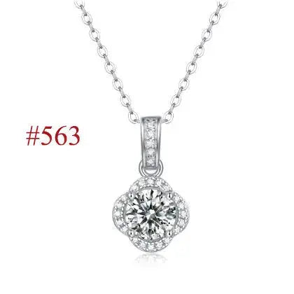 LOVCIA Holiday Moissanite CZ Waterdrop Round Flower 925 Sterling Silver Necklace