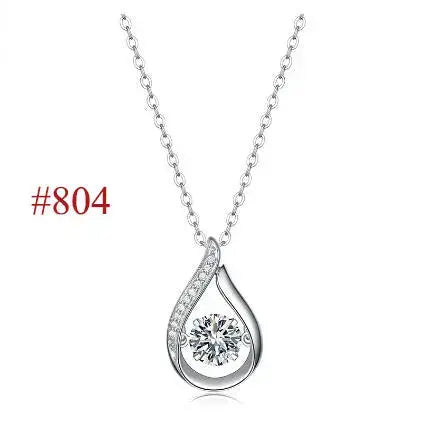 LOVCIA Holiday Moissanite CZ Waterdrop Round Flower 925 Sterling Silver Necklace
