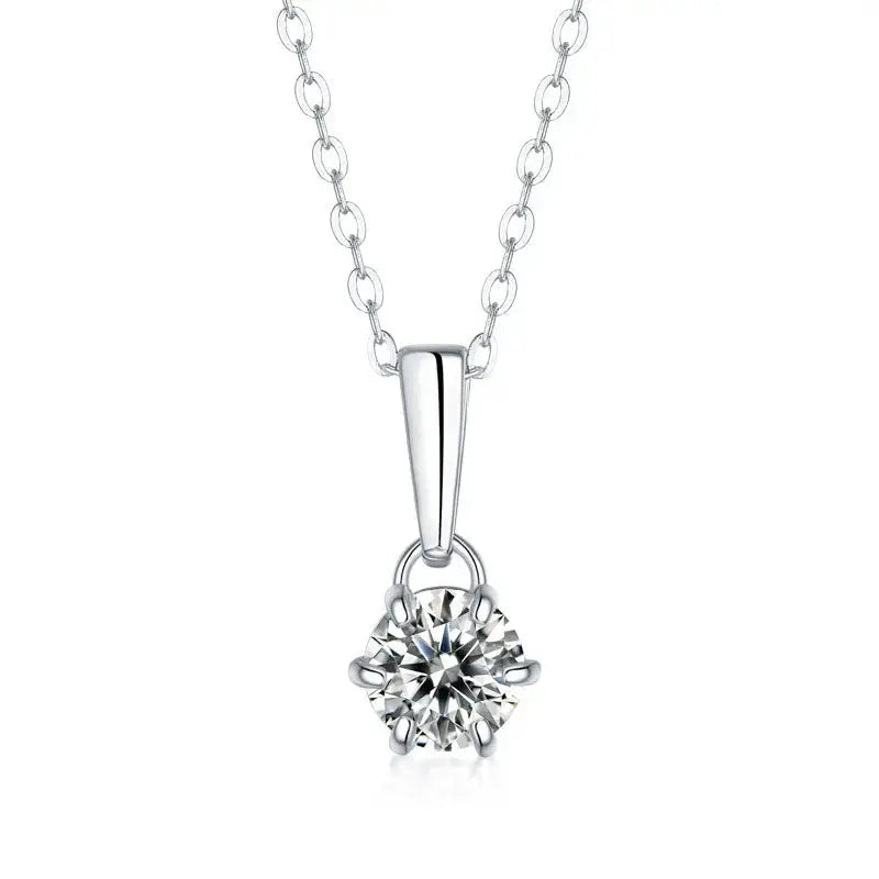 LOVCIA Holiday Moissanite CZ Waterdrop Round Flower 925 Sterling Silver Necklace
