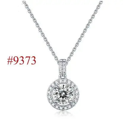 LOVCIA Holiday Moissanite CZ Waterdrop Round Flower 925 Sterling Silver Necklace