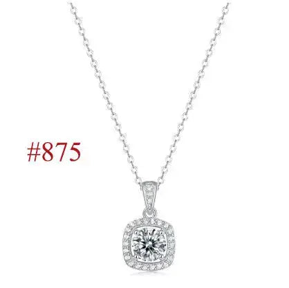 LOVCIA Holiday Moissanite CZ Waterdrop Round Flower 925 Sterling Silver Necklace