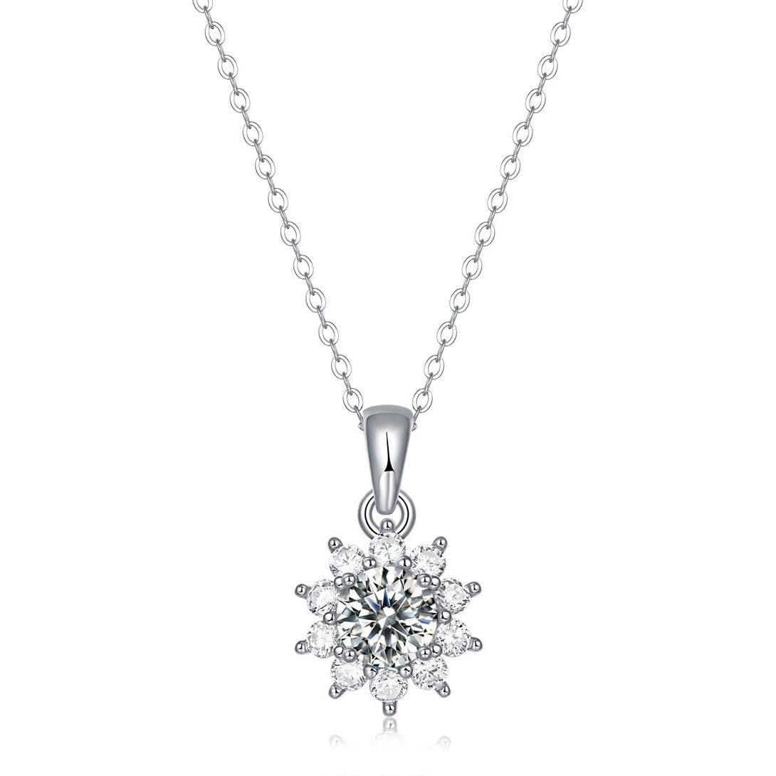 Lovcia 925 Sterling Silver Moissanite Snowflake Necklace-Necklaces-1 ct ( Certificate Included )-1 ct ( Certificate Included )