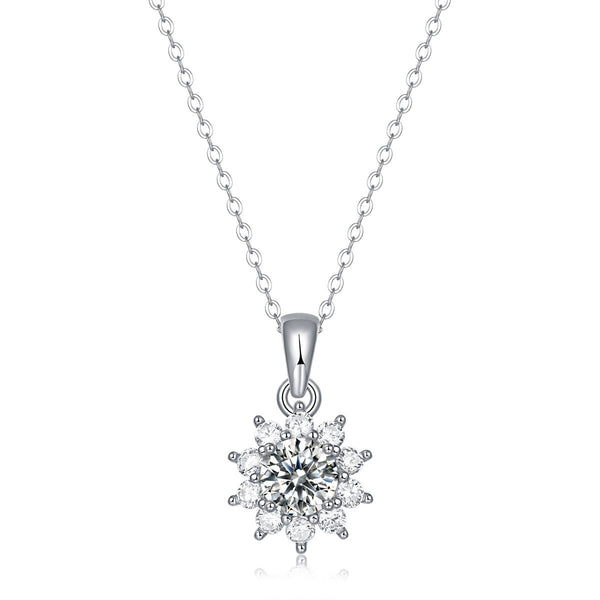 Lovcia 925 Sterling Silver Moissanite Snowflake Necklace-Necklaces-1 ct ( Certificate Included )-1 ct ( Certificate Included )