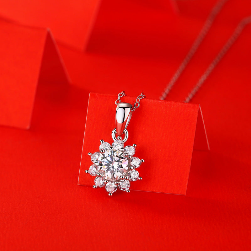 Lovcia 925 Sterling Silver Moissanite Snowflake Necklace-Necklaces-1 ct ( Certificate Included )-1 ct ( Certificate Included )