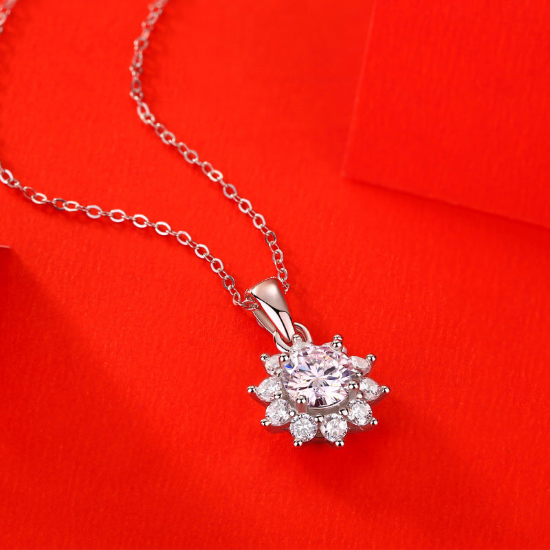 Lovcia 925 Sterling Silver Moissanite Snowflake Necklace-Necklaces-1 ct ( Certificate Included )-1 ct ( Certificate Included )