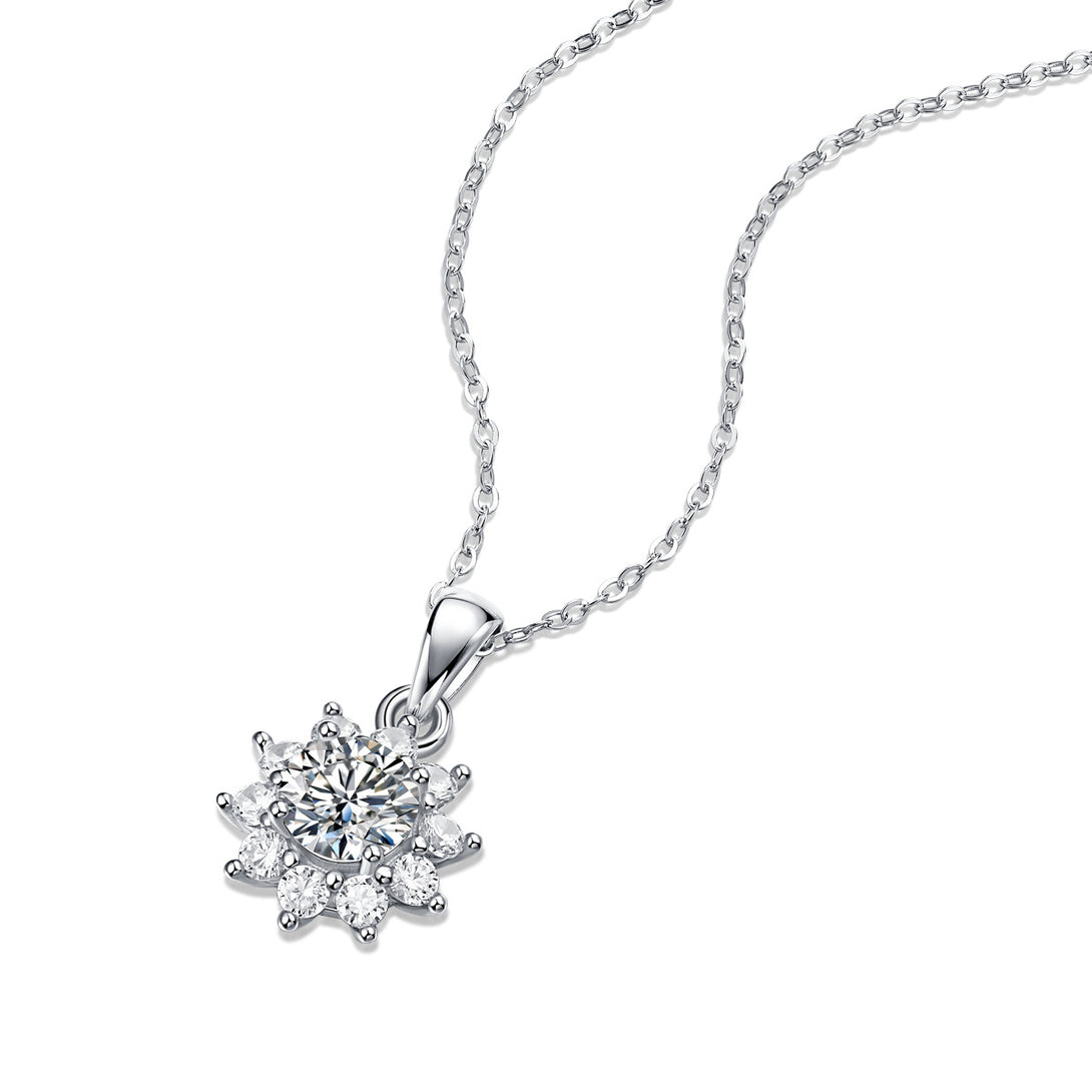 Lovcia 925 Sterling Silver Moissanite Snowflake Necklace-Necklaces-1 ct ( Certificate Included )-1 ct ( Certificate Included )