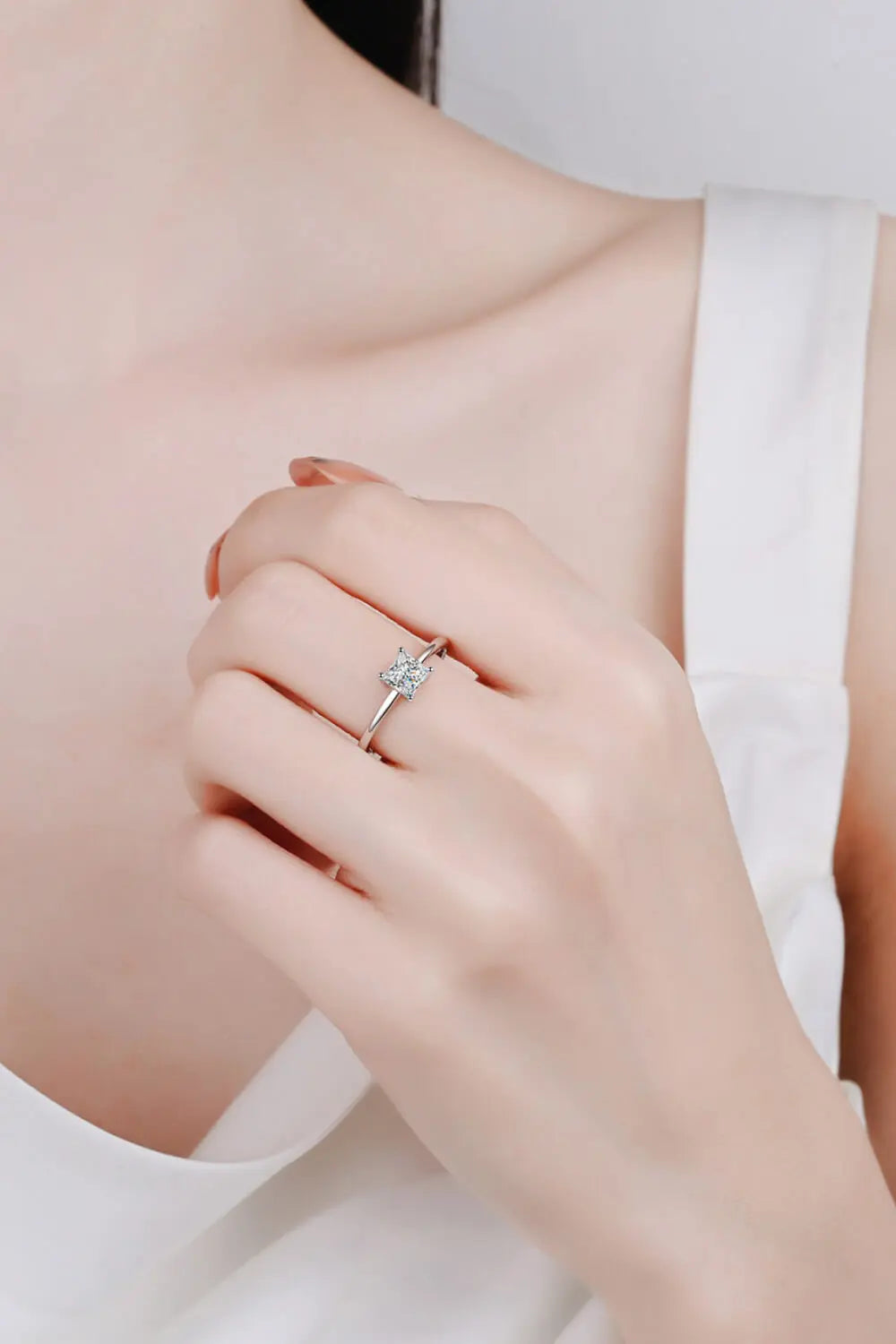 Lovcia 925 Sterling Silver Moissanite Solitaire Ring-Rings-Silver-5-Silver