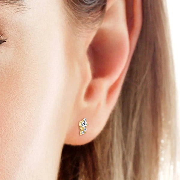 Lovcia 925 Sterling Silver Moissanite Stud Earrings-Earrings-Gold-One Size-Gold