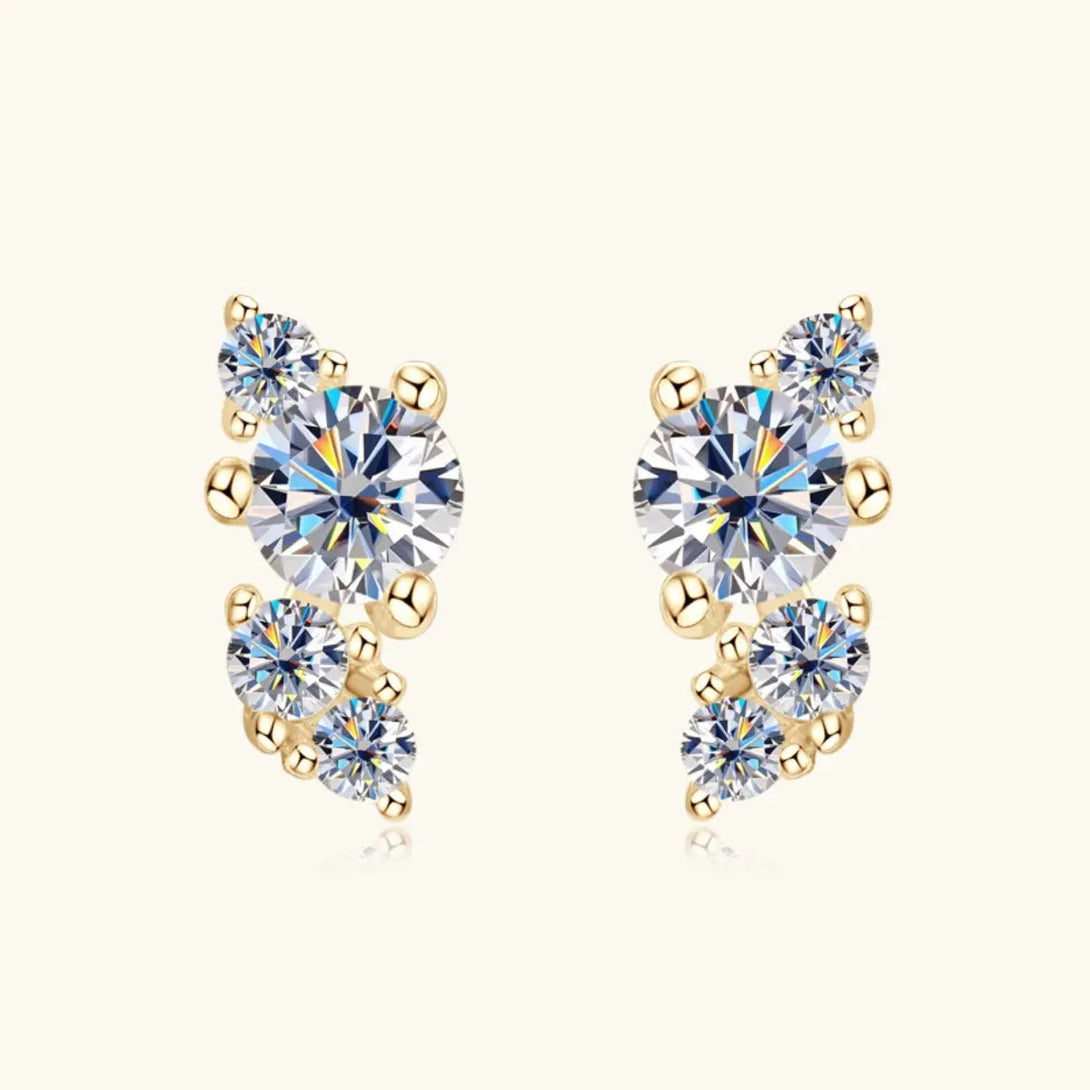 Lovcia 925 Sterling Silver Moissanite Stud Earrings-Earrings-Gold-One Size-Gold