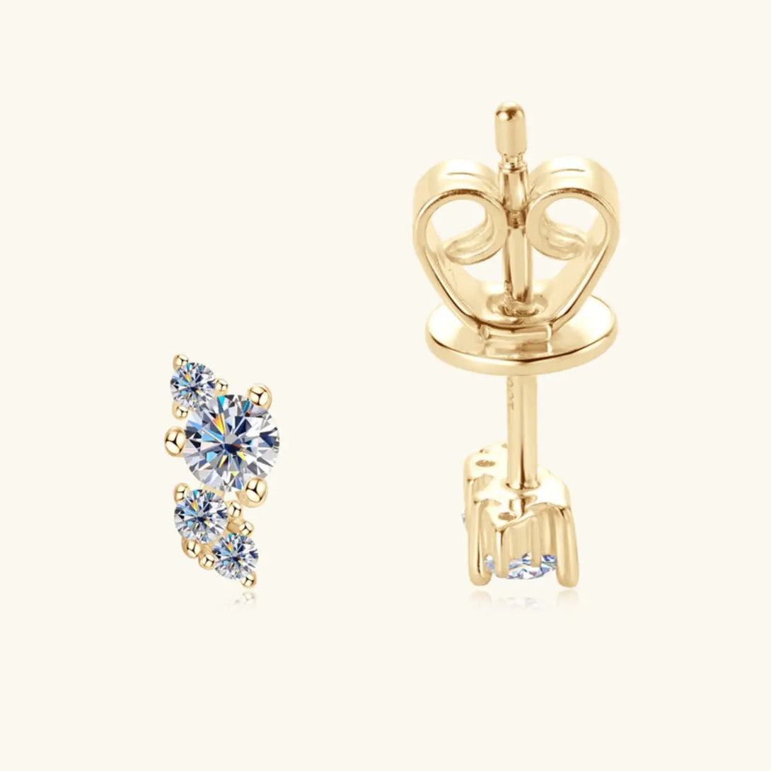 Lovcia 925 Sterling Silver Moissanite Stud Earrings-Earrings-Gold-One Size-Gold