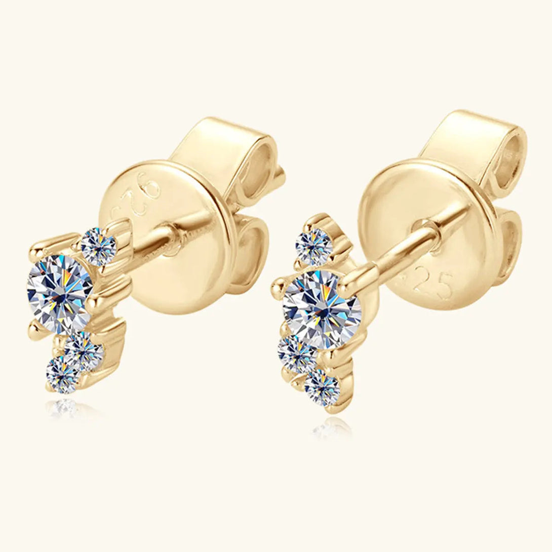 Lovcia 925 Sterling Silver Moissanite Stud Earrings-Earrings-Gold-One Size-Gold
