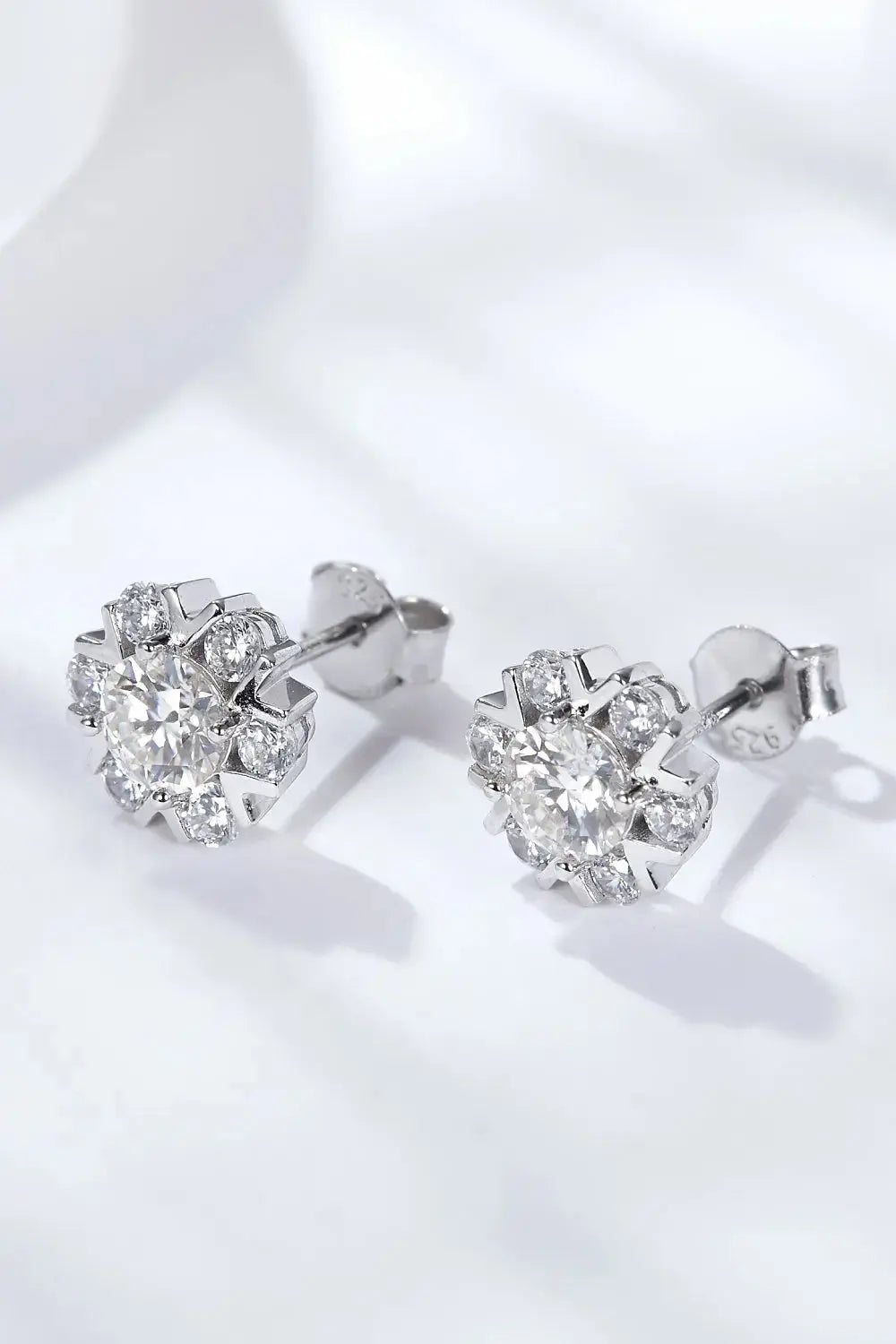 Lovcia 925 Sterling Silver Moissanite Stud Earrings-Earrings-Silver-One Size-Silver