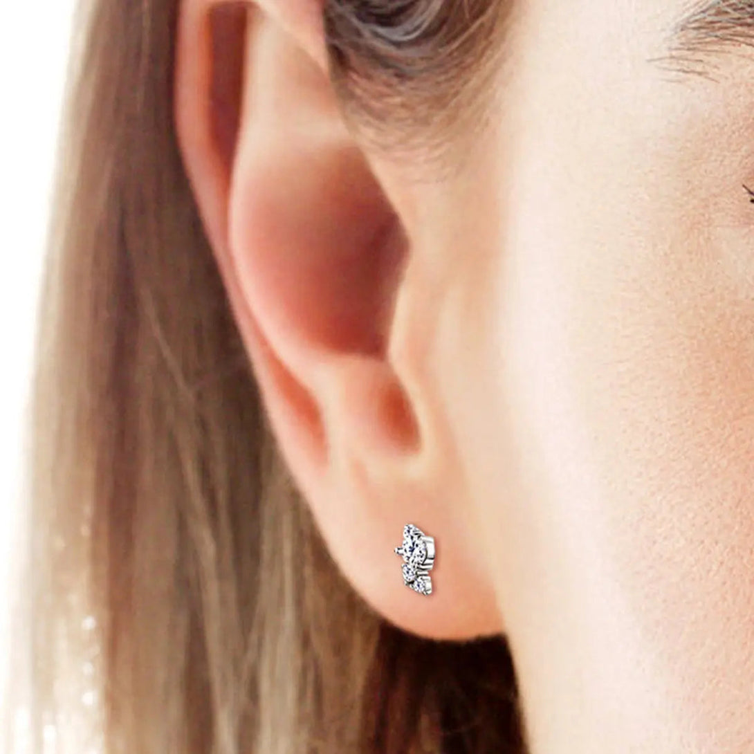 Lovcia 925 Sterling Silver Moissanite Stud Earrings-Earrings-Silver-One Size-Silver