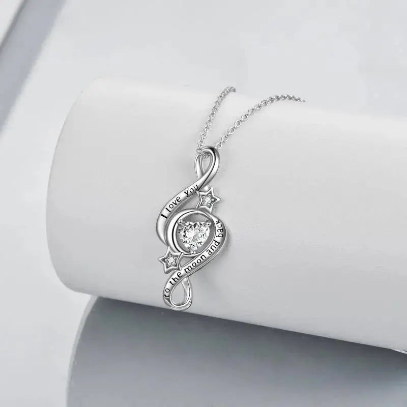 Lovcia 925 Sterling Silver Moon Star Necklace I Love You To The Moon And Back Infinity Jewellery-Necklaces-Silver-1.13*0.47 inches-Silver