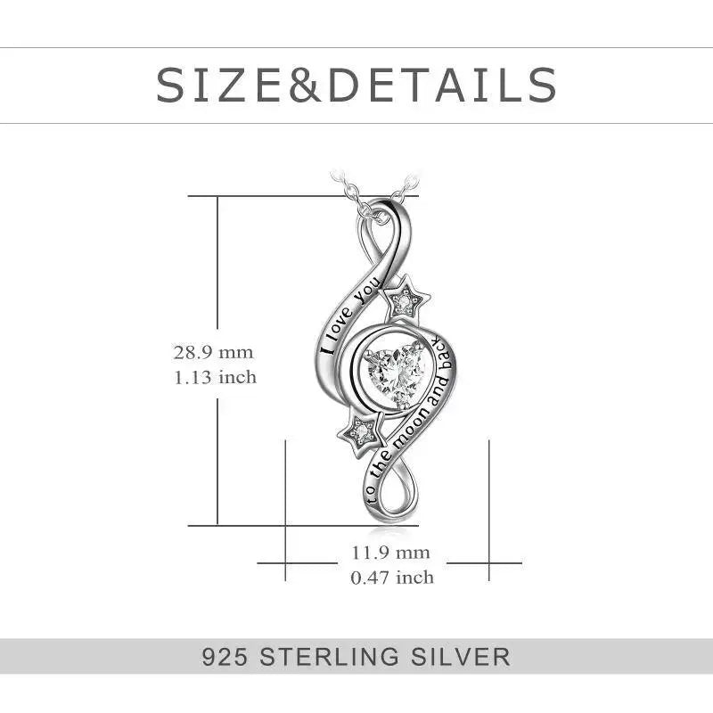Lovcia 925 Sterling Silver Moon Star Necklace I Love You To The Moon And Back Infinity Jewellery-Necklaces-Silver-1.13*0.47 inches-Silver