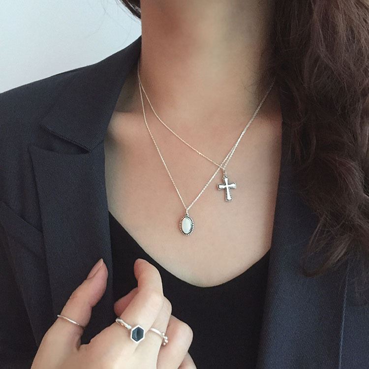 Lovcia 925 Sterling Silver Multi Pendant Necklace 40cm-Necklaces-Square-Square