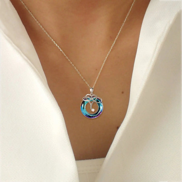 Lovcia 925 Sterling Silver Natural Crystal Pendant Necklace-Necklaces-Royal Blue-One Size-Royal Blue