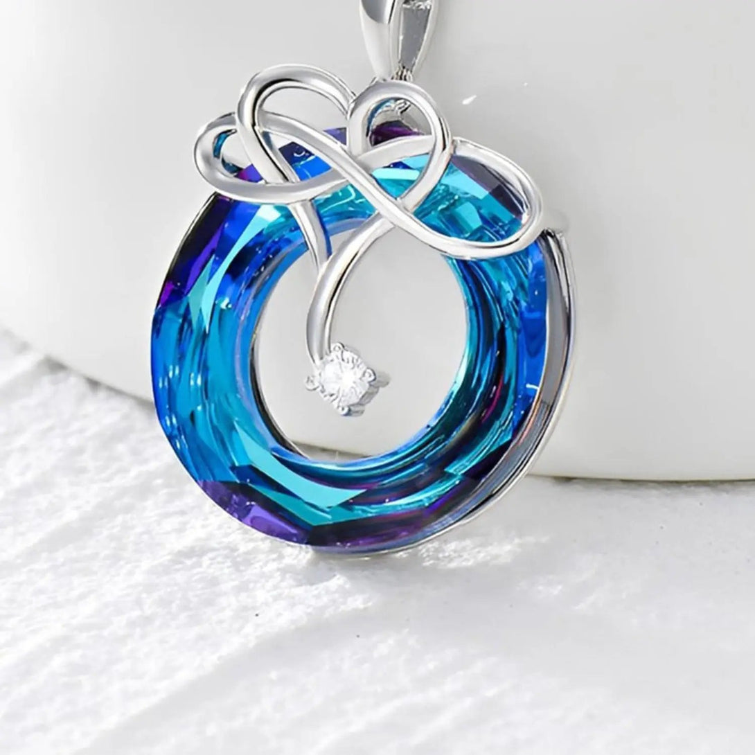 Lovcia 925 Sterling Silver Natural Crystal Pendant Necklace-Necklaces-Royal Blue-One Size-Royal Blue
