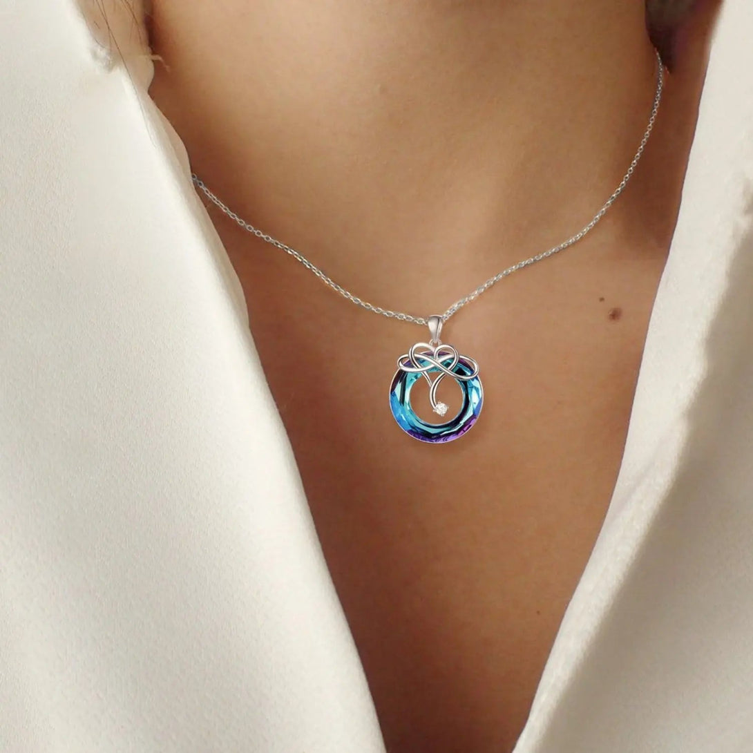 Lovcia 925 Sterling Silver Natural Crystal Pendant Necklace-Necklaces-Royal Blue-One Size-Royal Blue