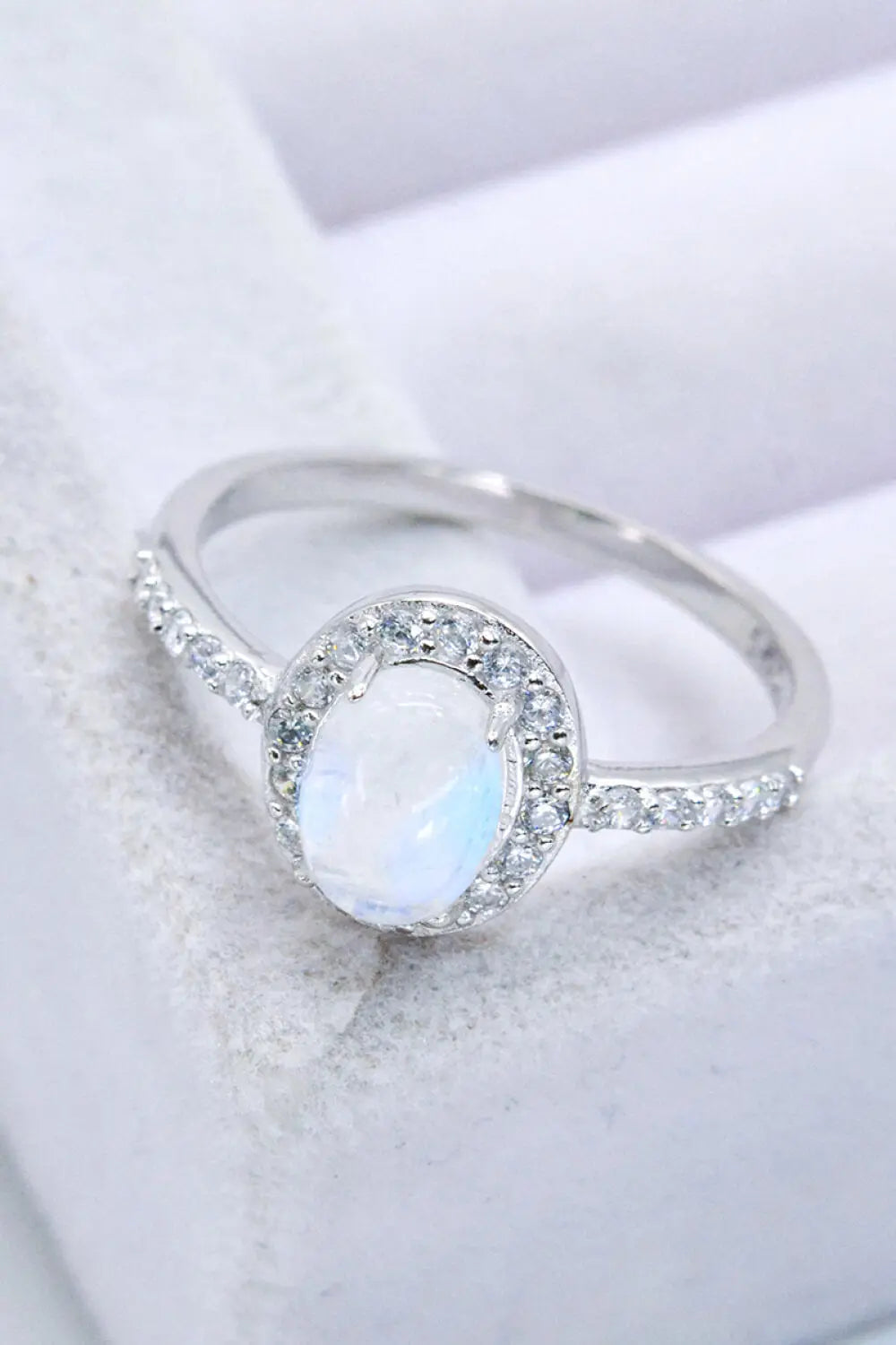 Lovcia 925 Sterling Silver Natural Moonstone Halo Ring-Rings-Silver-6-Silver
